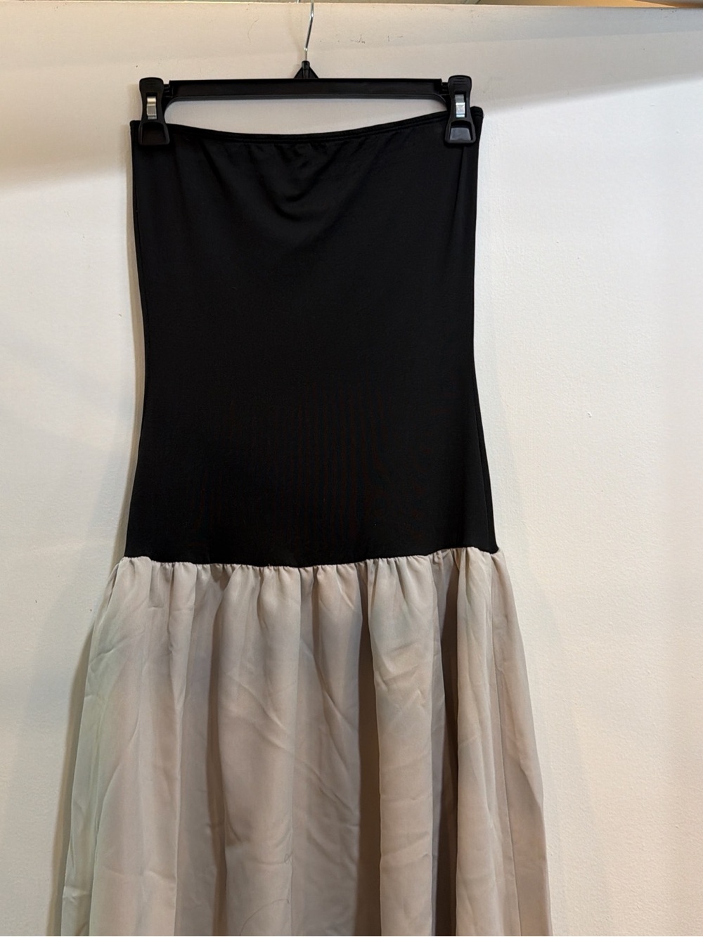 Black and Cream Two-Tone Flared Skirt